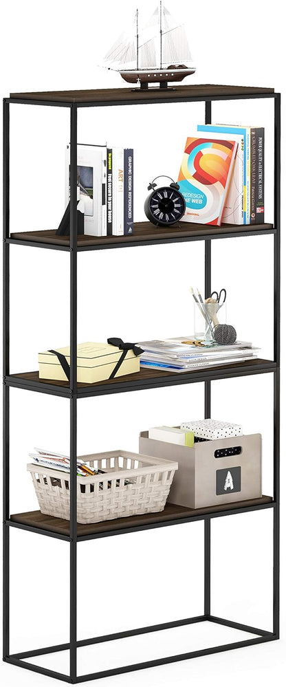 Furinno Moretti Modern Wide Stackable Metal Shelf, Columbia Walnut