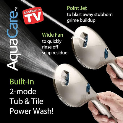 Hotel Spa AquaCare for California As-Seen-On-TV High Pressure Handheld Rain 50-mode 3-way Shower Head Combo, Anti-clog Jets, 2-mode Tub & Pet Power Wash, Wall Bracket, 6 ft. Stainless Steel Hose