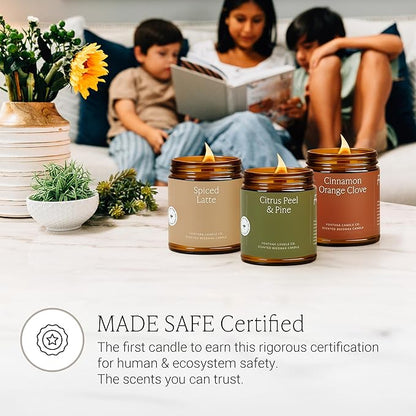 Fontana Candle Co Wood Wick Beeswax Jar Candles - 3-Jar Fall Bundle - Made with Coconut Oil & Pure Essential Oils – Clean Burn, Long Lasting and Non-Toxic Candles for Home & Room Decor