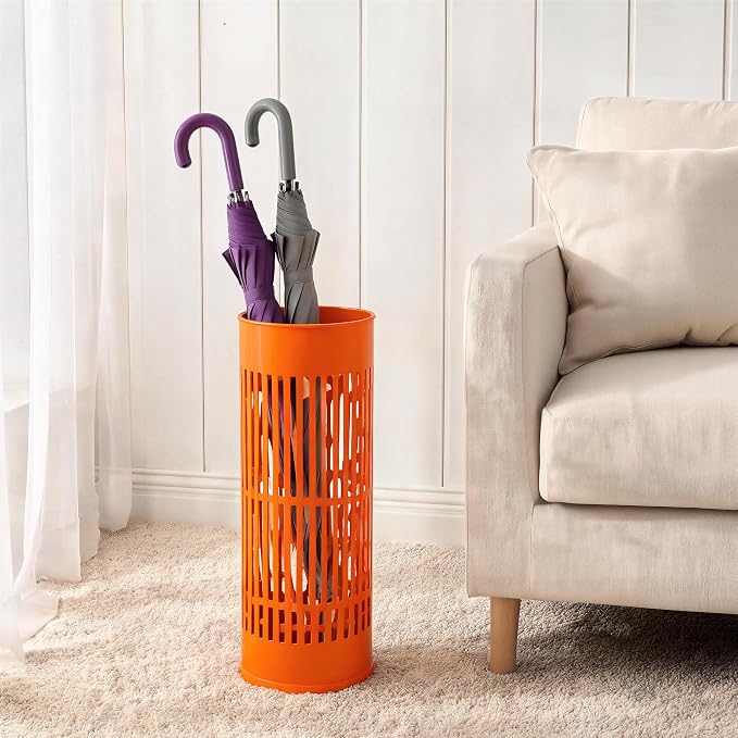 Concepts 21 inch Heavy Duty Metal Umbrella Stand - Durable Storage Holder for Umbrellas - Indoor and Outdoor Use - Stylish and Modern Organizer for Entryways. (Dark Orange)