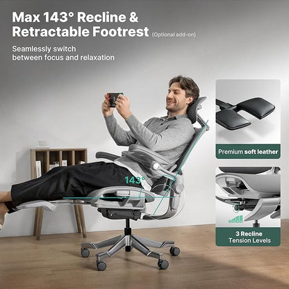 HINOMI H2 Pro Premium Ergonomic Office Chair - Comfy Home Office Desk Computer Chair with Adjustable Back Support, Swivel Wheels, Flip-up Arms, Comfortable Mesh Seat for Desk Work (Gray)
