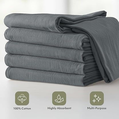 Utopia Kitchen Light Grey Flour Sack Towels [12 Pack - 28 x 28 Inch] 100% Cotton Tea Towels for Cleaning & Drying - Highly Absorbent Kitchen Dish Cloth