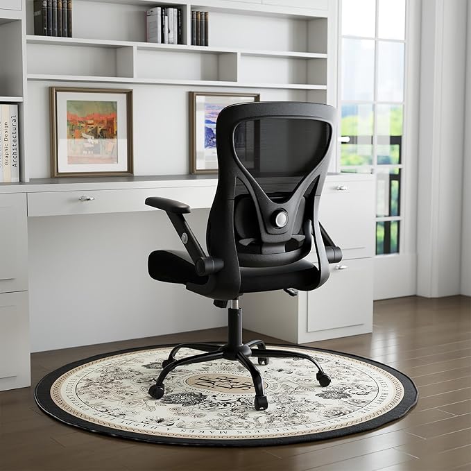 ralex-chair Office Chair Ergonomic with Adjustable Lumbar Support,Desk Chair with Mesh Back& PU Leather Seat,Computer Chair with 3D Flip-up Armrest, Comfortable for Office, Gaming,Home