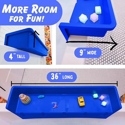 Tub Topper® Bathtub Splash Guard & Bath Shelf for Kids – Toddler Bath Tray, Bath Toys Storage & Ledge Organizer – Splash Guard for Bathtub with Suction Cups – Kids Bathroom Accessories (Blue)