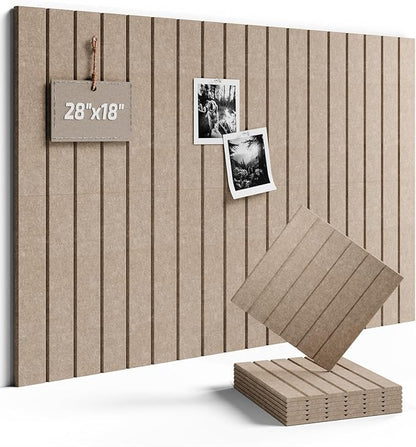 Fluxynara Felt Bulletin Board Tiles -28"x18" with 40 Adhesive Tabs, Cork Board Alternative for Office Decor, Push Pin Board Wall Organizer 6-Pack (Taupe)