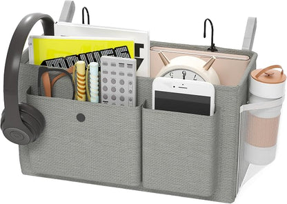 Edudif Bedside Caddy Bedside Organizer with Fixed Straps & Water Bottle Holder, Bunk Bed Caddy ideal for Home, Dorm, Hospital, Crib, Versatile Bedside Storage Solution