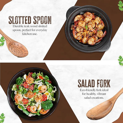 INTAJ Wooden Spoon Set for Cooking & Serving – 6-Piece Eco-Friendly Kitchen Utensils – Handmade Acacia Wood Spoons for Serving, Gifting & Daily Use – Non-Toxic, Sustainable Cookware Essentials
