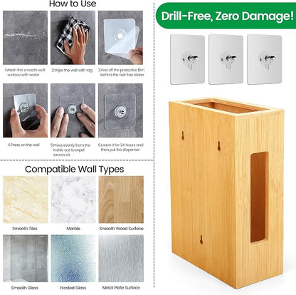 Libreshine Extra Large Bamboo Grocery Bag Holder for Plastic Bags, Under Sink Cabinet or Wall Mounted Organizer, Space-Saving Bag Dispenser for Kitchen, Pantry, Laundry Room, Garage