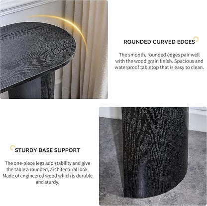 55 Inch Console Table, Modern Entryway Table with Rounded Corners, Narrow Sofa Table Behind Couch for Foyer, Hallway, Living Room,Black