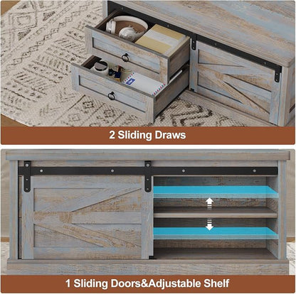 Itaar 39.4'' Lift Top Coffee Table with Storage, Farmhouse Coffee Tables for Living Room, Square Coffee Table with Large Hodden Compartment & 2 Drawrs & Adjustables Shelves (Blue)