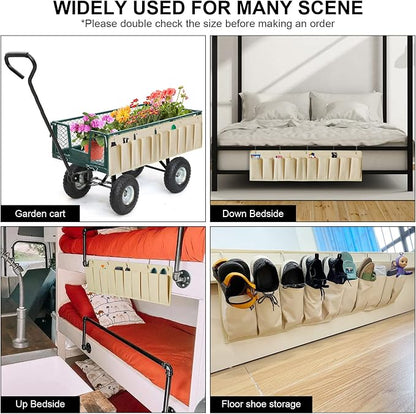 RVZONE RV Shoe Pockets 10 Pockets Heavy Hanging Bedside Storage Organizer with Sturdy Hooks Storage Pockets Hangs on bed for Shoes Toys and Tool Accessories