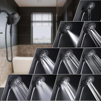 INAVAMZ Shower Head with Handheld High Pressure: Hand Held Shower Head & Rain Shower Head 2-IN-1 Shower Head with 59" Rotatable Stainless Steel Hose, Shower Trim Systems, Black 2.5 GPM 15391