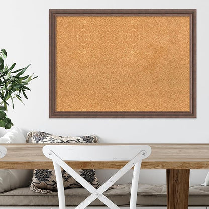 Amanti Art Natural Cork Board for Wall, 22x30 Vision Board with Brown Wood Frame, Medium Corkboard Office Decor for Home Organization, Country Rustic Corkboard Pinboard to Display Items for Home