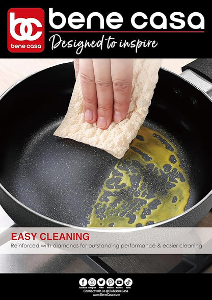 Bene Casa - Black Nonstick Aluminum Frying Pan with Glass Lid (6") - Dishwasher Safe for Easy Cleaning