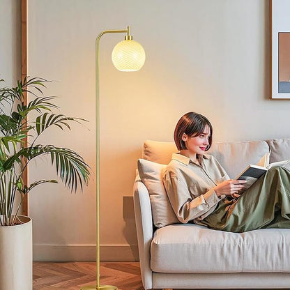 MAYNA Glass Floor lamp Living Room, Modern Vertical lamp, Remote Control Switch with Glass lampshade, 67-inch high lamp Suitable for Bedroom and Study (2700K LED Bulb Included)