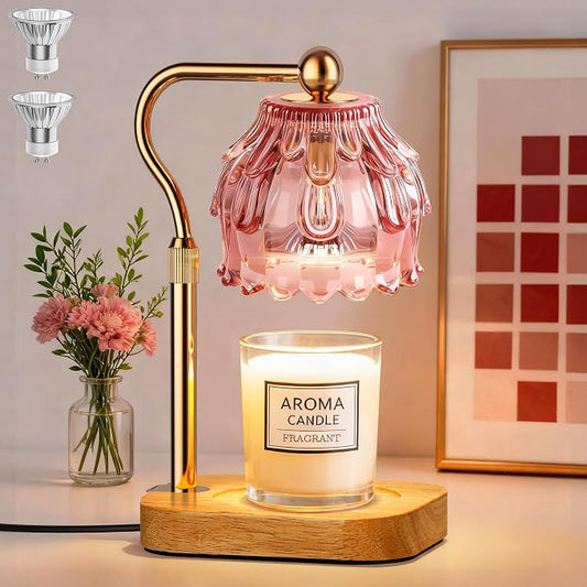 Candle Warmer Lamp with Timer - Flower Design Electric Wax Melting Wax Lamp for Jar Candles, Gift for Women, Mom, Christmas, Birthday,Home Decor