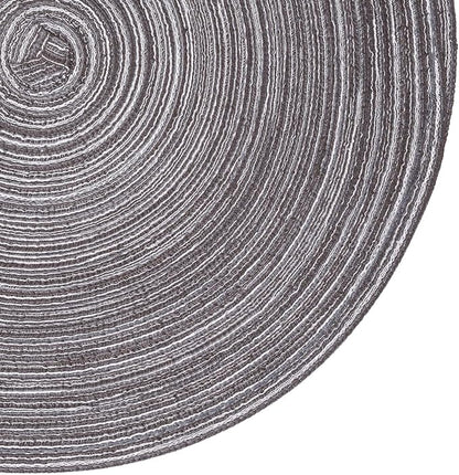 SHACOS Round Braided Placemats Set of 8 Round Table Mats for Dining Tables Non Slip Washable (Black Grey, 8)