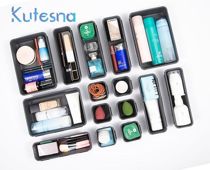 Kutesna 25 PCS Interlocking Desk Drawer Organizer Separator for Office,Bathroom,Kitchen,Makeup,Tool（4 Sizes）
