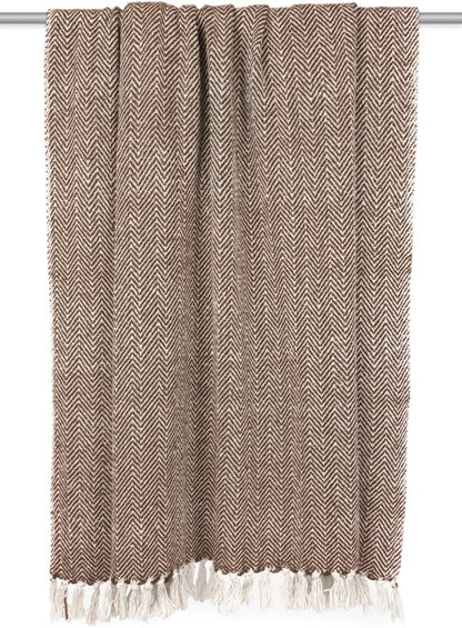 DII Chevron Throw Collection Handloomed Cotton, 50x60, Dark Brown (Pack of 2)