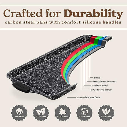Country Kitchen Nonstick Stackable Bakeware Set - Heavy Duty, Durable, Easy Release Baking Set, Black, 4 Pcs