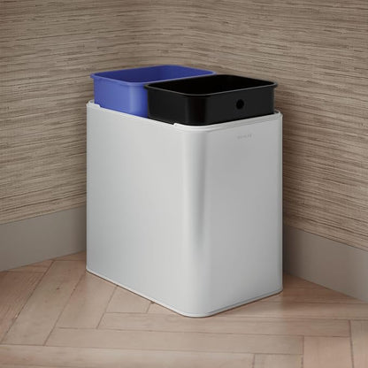Kohler K-31315-STW 22-Liter Dual-Bin Open-Top Trash Can, White Stainless Steel