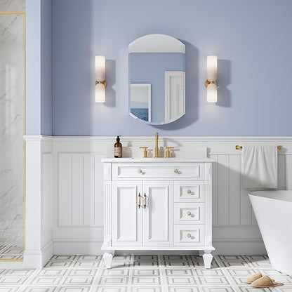 WELLFOR 20" x 32" Bathroom Oval Medicine Cabinet, Beveled Edge Mirror Cabinet, Medicine Cabinet with Adjustable Shelves, Bathroom Cabinet with Reverse Door Installation, Surface or Recessed Mount