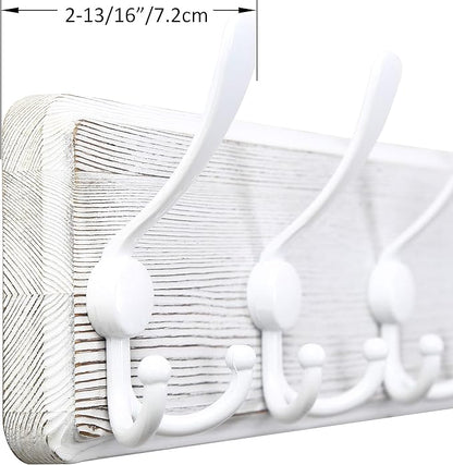 WEBI Coat Rack Wall Mount,5 Triple Hooks for Hanging Coats,16" Hole to Hole,Coat Hooks Wall Mounted,Coat Hanger Wall Hook Rack Rail for Clothes,Jacket,Farmhouse,White
