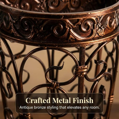 Super Quality Umbrella Stand, Umbrella Holder, Antique Look Metal, Entry Hallway Décor, Wallside Style, with Removable Drip Tray (Gold Brown)