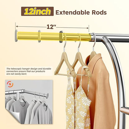 Raybee 78" W Heavy Duty Clothes Rack Loads 630 LBS, Double Rods Clothing Racks for Hanging 450+ Clothes, Clothing Rack with Wheels, Portable Commercial Garment Rack, Chrome