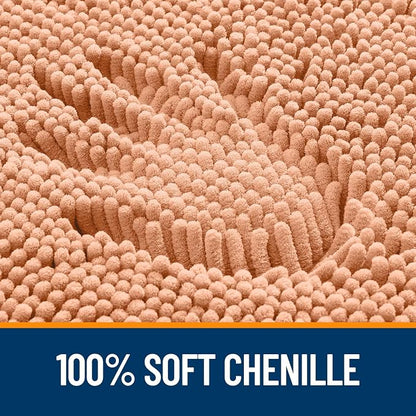 OLANLY Bathroom Runner Rugs 70x24, Extra Soft Absorbent Chenille Bath Rugs, Rubber Backing Quick Dry, Machine Washable Long Bath Mats for Bathroom Floor, Tub and Shower, Home Decor Accessories, Peach