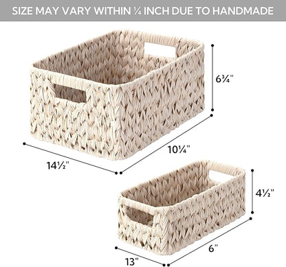 GRANNY SAYS Wicker Baskets for Organizing, Wicker Storage Basket for Shelf, Woven Baskets Oraganizer, Waterproof Vanity Basket for Towel, Home Organization, 3-Pack