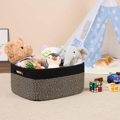 MiniArk Large Storage Baskets for Shelves, Closet Organizers Bins for Clothes Blanket Towels, Baby Nursery, Toy Baskets Box, Woven Rope Baskets, 17 x 13 x 7.5”, 2 Packs Woven Brown