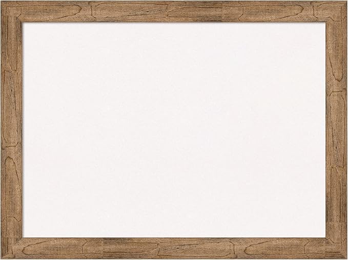 Amanti Art White Cork Board for Wall, 24x32 Vision Board with Brown Wood Frame, Medium Corkboard Office Decor for Home Organization, Rustic Farmhouse Corkboard Pinboard to display items for home