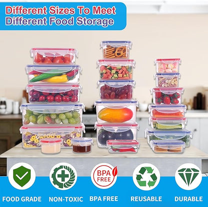 52-Piece Large Food Storage Containers with Lids Airtight, Health Material 85oz Leakproof Reusable Plastic Storage Containers, for Lunch, Meal Prep, and Leftovers, Kitchen Organizer, Freezer Container