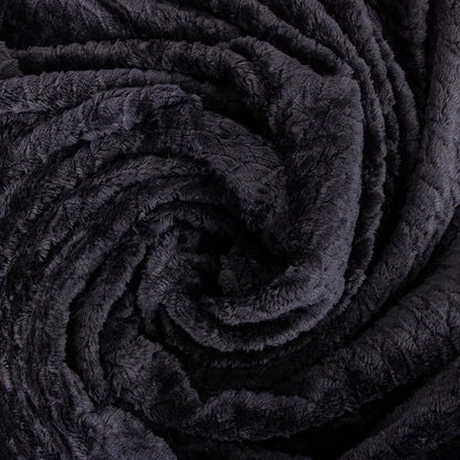 Waffle Knit Textured Throw Blanket Soft for Couch, Sofa, Twin Bed, Kids, Adults, 50” x 60” Chenille Knit Blanket, Boho Throw Blanket for Home Decor 250 GSM (Midnight Black)