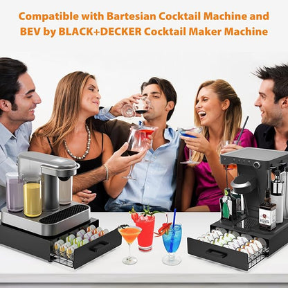 Storage Drawer for Bartesian Pods, Cocktail Pod Holder for Bartesian Capsules Compatible with Bartesian Cocktail Machine, Hold 40 Pods, Countertop Organizer Bar Accessories- Black