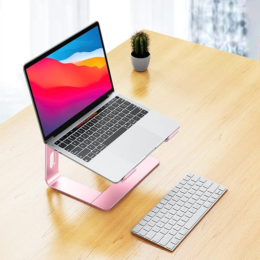 BESIGN LS03 Aluminum Laptop Stand, Ergonomic Detachable Computer Stand, Notebook Riser, Laptop Mount Compatible with Air, Pro, Dell, HP, Lenovo More 10-15.6" Laptops, Pink