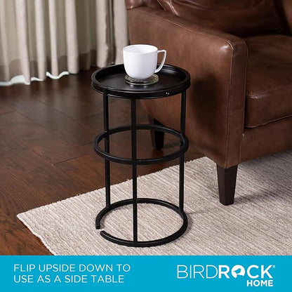 BIRDROCK HOME Circular Umbrella Holder with Removable Drip Tray - Stand for Umbrellas - Entryway - Decorative Metal Freestanding Rack Organizer - Cane Walking Stick Holder - Black