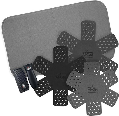 All-Clad Pot Protectors, Grip, and Dish Drying Mat Set: Pot Protectors for Kitchen Organization, 100% Silicone Heat Resistant Grip Set, 6-Piece