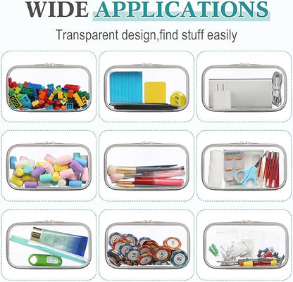 Sanwuta 6 Pcs Clear Hard Zipper Case Plastic Zipper Pouches Transparent Makeup Bag Pencil Case Pouches Toiletry Diaper Bag for Travel Toy Storage Organizer Bins(Gray,7.48 x 3.94 x 2 Inch)