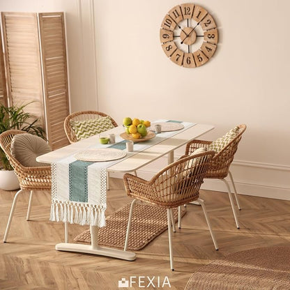 FEXIA Sage Green Table Runner 36 Inches Long with Tassels Boho for Summer Home Decor Rustic Macrame Farmhouse Table Cover for Wedding Party Bohemian Bridal Shower Dining Decorations(12x36 Inches)