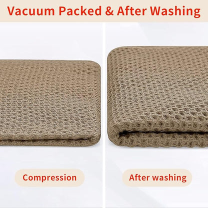 Homaxy 100% Cotton Waffle Weave Kitchen Dish Cloths, Ultra Soft Absorbent Quick Drying Dish Towels, 12 x 12 Inches, 18-Pack, Tan