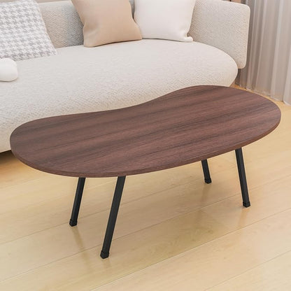 Folding Coffee Table,Mid Century Modern Coffee Table Irregular,Kidney Foldable Table,Small Farmhouse Coffee Tables Portable Table for Small Spaces,Living Room,Sofa,Bedroom Gallery,Easy Assembly,Walnut