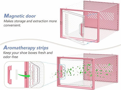 SIMPDIY Shoe Storage, 12 Pack X-Large Shoe Organizer for Closet, Shoe Boxes Clear Plastic Stackable Shoe Storage Boxes for Size 13