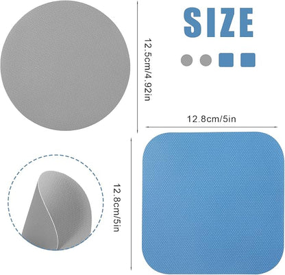 LUTER 4pcs Jar Opener, Rubber, Multi-function Silicone Bottle Opener for Seniors with Weak Hands Lid Cap Gripper Pads Kitchen Coasters Gadgets(Blue, Gray)