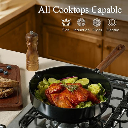 CAROTE ceramic cookware set,nonstick pots and pans，14PCS Non Toxic Healthy Non Stick Kitchen Cooking Pots and Frying Pans Set, PFAS PTFE Free
