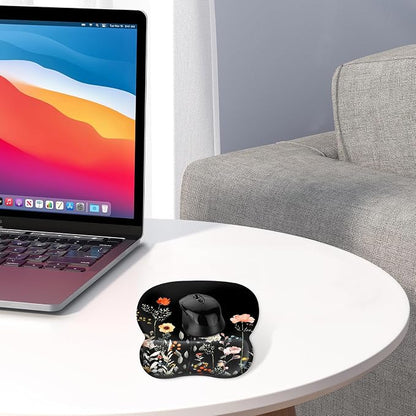 EooCoo Ergonomic Mouse Pad with Wrist Support, Mousepad with Memory Foam Wrist Rest and Non-Slip Base for Computer, Cafe, Home & Office, 9.64 x 8.26 in Office Desk Accessories for Women