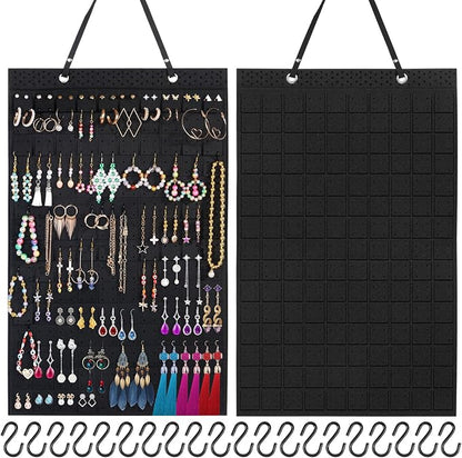 Caffox Hanging Earring Holder, Large Earring Organizer with 20Pcs Extra Hooks for Earrings, Necklaces, Bracelets, Jewelry and Sunglasses, Wall Earring Display for Home, Holds Up To 300 Pairs