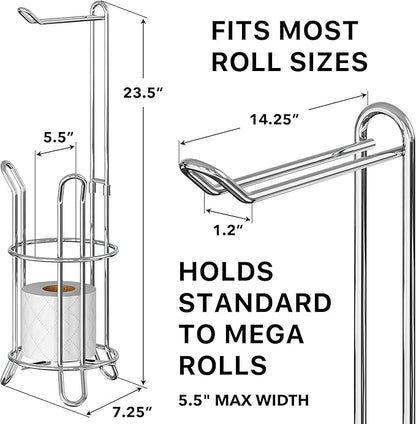 Simple Houseware Bathroom Toilet Tissue Paper Roll Storage Holder Stand, Chrome