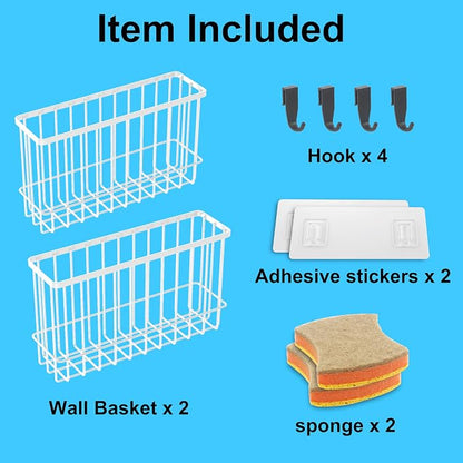 Cabinet Door Organizer 2Pcs, Foil and Plastic Wrap Organizer with 2 Sponges, Cabinet Door Storage with 2 Caddy Adhesive, for Aluminum Foil, Plastic Wrap, Wool Dryer Balls, White,(Medium, Large)